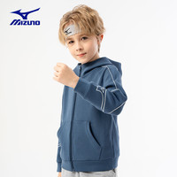 Mizuno美津浓KIDS外套男女中大儿童长款连帽卫衣休闲春秋薄款 花灰色JK24330297