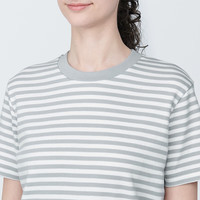無印良品 MUJI（無印良品 ）女式 双罗纹编织 圆领短袖T恤 上衣打底衫女款内搭  BBA92A4S