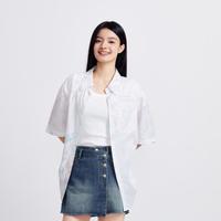 森马 Semir2024大力水手联名中长款夏装小众满印中袖衬衫女