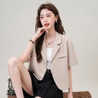 夏季薄款透气职场小西装短袖女叠穿百搭上衣气质高级感西服外套女