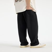 太平鸟男装休闲裤秋雪纺直筒垂感时尚潮牌男士抽绳长裤潮 黑色（直筒） XXXL