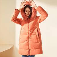 【羽绒服特卖】女款秋冬中长款大毛领印花显瘦保暖羽绒服外套