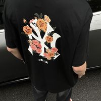 New Era纽亦华男女同款圆领玫瑰花卉徽标印花T恤宽松短袖14179171