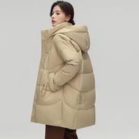 雪中飞 SNOWFLYING经典百搭秋冬休闲细节百搭围脖式连帽保暖锁温女式短款羽绒服