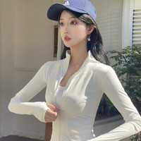 FOURDATRY瑜伽服外套高弹紧身速干lulu运动外套修身显瘦运动上衣跑步健身服 星耀黑 S