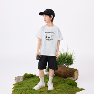 茵曼男童短袖t恤纯棉透气2025夏季中大童宽松休闲字母印花上衣潮