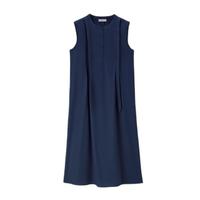 佐丹奴裙子女夏季纯棉府绸绑带背心裙圆领无袖连衣裙13465338