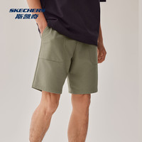 斯凯奇白色短裤男女同款宽松休闲运动裤纯色针织裤子舒适下装 -女款-微绿色/04BJ/L225W232【薄荷曼波 穿搭】