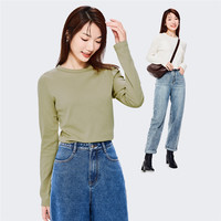 佐丹奴T恤女纯棉基础款打底衫纯棉奢滑触感圆领长袖t恤女05322805 MM MM S