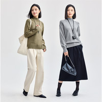 佐丹奴极细针织衫女软糯拼接插肩袖半高领套头针织毛衣女13354688