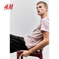 HM男装T恤夏季时尚透气圆领短袖运动上衣打底衫0685816 175/108 粉色254