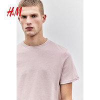 HM男装T恤夏季时尚透气圆领短袖运动上衣打底衫0685816 170/92 粉色254