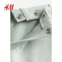 HM夏季童装女婴连衣裙纯棉长袖甜美卫衣裙1099165 浅绿色