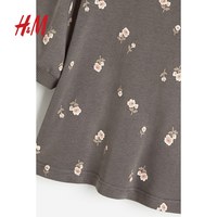 HM童装女婴连衣裙夏季满印心形纯棉卫衣裙子1198572 深灰色/花卉