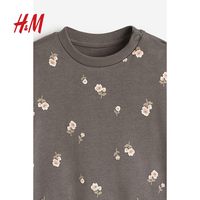 HM童装女婴连衣裙夏季满印心形纯棉卫衣裙子1198572 深灰色/花卉