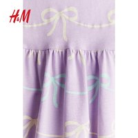 HM2025夏季童装女童可爱舒适无袖柔软印花棉质连衣裙1157735 浅紫色/蝴蝶结