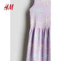 HM2025夏季童装女童可爱舒适无袖柔软印花棉质连衣裙1157735 浅紫色/蝴蝶结