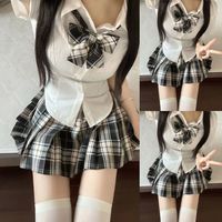 原创jk制服套装女校服纯欲风衬衫收腰显瘦JK衬衣百褶裙两件套