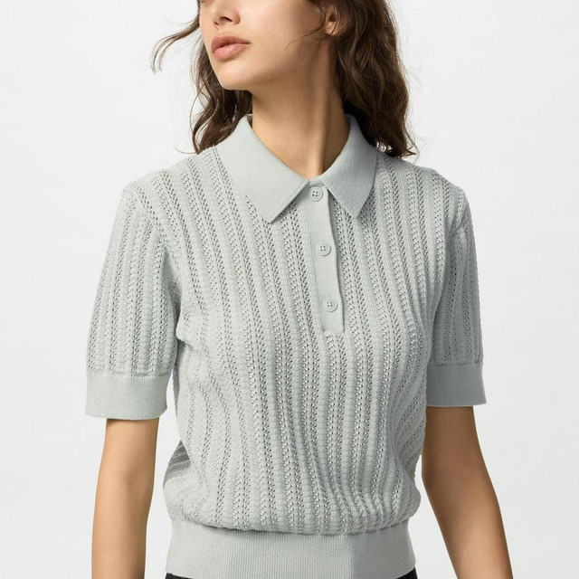 优衣库 女装棉质POLO领针织衫 UQ476232