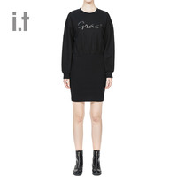 b+ab it b+ab女装卫衣连衣裙冬季休闲时尚亮片修身拼接0617ID