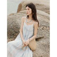 谜秀扎染吊带无袖连衣裙2025夏季新款显瘦海边度假风长裙女沙滩裙 针织开衫
