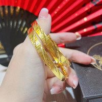 小腰金麦穗黄金手镯推拉实心20259999足金镯子女士时尚简单大气送 单只黄金麦穗手镯约33.25克