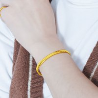 匠蕴黄金手镯男女足金999古法锤纹泥鳅背实心素圈手工镯子 面宽：5毫米 金重：35克 下单留言圈口 按实物金重退补