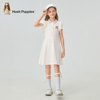 暇步士（Hush Puppies）童装儿童女大童夏季舒适时尚质感休闲甜美连衣裙 米白B 110