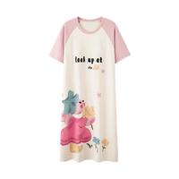 顶瓜瓜睡裙女春夏款纯棉短袖甜美连衣裙夏卡通风家居服睡衣