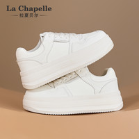 La Chapelle拉夏贝尔小白鞋女25春时尚厚底板鞋增高鞋轻便运动休闲鞋 米色 35