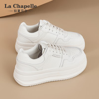 La Chapelle拉夏贝尔小白鞋女25春时尚厚底板鞋增高鞋轻便运动休闲鞋 米色 39