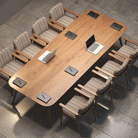 予凡 简易实木会议桌 长方形工作台 200*80*75 木板5cm