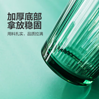 乐唯诗（NERVISHI） 玻璃杯吸管杯玻璃水杯子带盖成人早餐杯牛奶杯咖啡杯奶茶杯 墨绿竖纹杯【玻璃杯】 450ml 1只