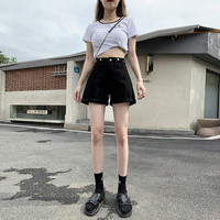 牛仔短裤女夏季2025年薄款高腰潮ins显瘦宽松卷边a字阔腿热裤 31