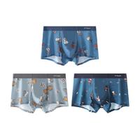猫人男士内裤纯棉抗菌内裆平角裤青少年男式四角裤男生短裤头男款 小狗+猫头鹰+企鹅 L
