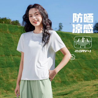 班尼路凉感长城格正肩短袖t恤女2025年夏季薄款正肩休闲上衣Q 浅蓝-纯色 M