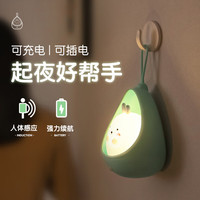 色果 Q萌小兔 小夜灯 长续航 自动人体感应灯 家用充电 可爱伴睡灯 挂壁儿童卧室床头 蓝色