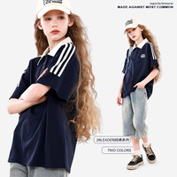 女童短袖T恤春夏款儿童POLO衫上衣大童运动休闲童装初中生衣服