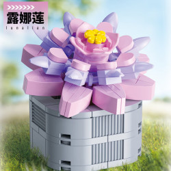 femibox 儿童积木玩具 兼容乐高 多肉-露娜莲S2280