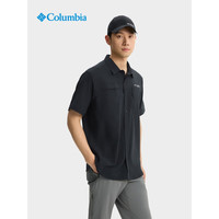 Columbia哥伦比亚短袖衬衫男女25春夏户外吸湿防晒UPF50弹力T恤AE5161 010 黑色 S