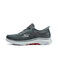 斯凯奇(Skechers)健步鞋男春夏轻便男鞋洞洞网面鞋子男软底防滑透气回弹跑步鞋 炭灰色/红色/CCRD 41