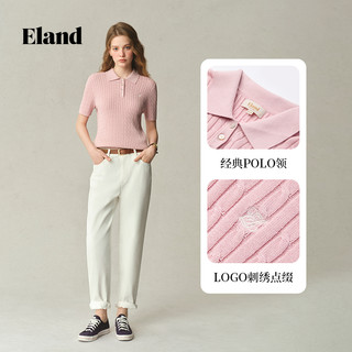 【缤纷棉棉冰】Eland衣恋针织T恤女polo领含莫代尔短袖25夏季 浅粉色(26)L/Pink 165/M
