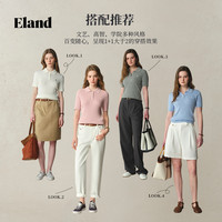 【缤纷棉棉冰】Eland衣恋针织T恤女polo领含莫代尔短袖25夏季 浅蓝色(51)L/Blue 165/M