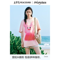  可露丽风Jon Burgerman联名T恤女太平鸟夏A3CNF2335 粉色 XL