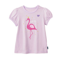 千趣会 SENSHUKAI童装女童短袖T恤春夏季上衣洋气泡泡袖印花棉质儿童T恤 紫罗兰色(火烈鸟) 100 cm