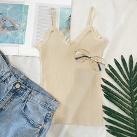 俞兆林木耳边针织吊带背心女夏季设计感小众可外穿上衣潮 花边吊带【颜色1件】 均码