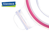 三光云彩 Glasslock韩国耐热钢化玻璃饭盒冰箱冷冻微波炉大容量保鲜盒 圆形透明盖红圈370ml