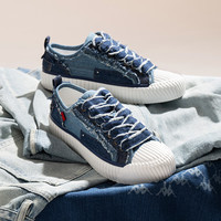 KAPPA卡帕女鞋清仓低帮板鞋女2025百搭休闲小白鞋女透气运动鞋 32CJ天际蓝 37