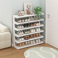 礼奈简易鞋架鞋柜收纳架鞋架家用门口收纳出租房结实耐用置物架鞋 【茶色】5层50