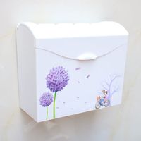 贝意品卫生间免打孔纸巾盒厕所厕纸盒多功能防水大号打孔厕所草纸收纳盒 大方蒲公英(免打孔)